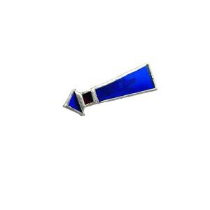 Stained Glass Arrow Brooch 1.75" Blue & Red Handcrafted Jewelry Pin